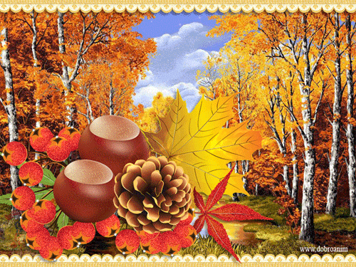 листівка анімація ліс осінь барви
