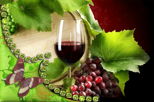 листівка анімація виноград вино