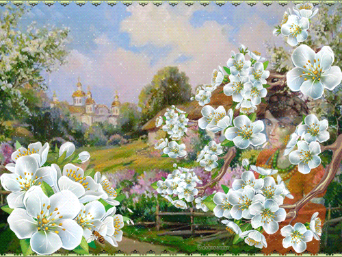 листівка анімація вишня цвіте україна