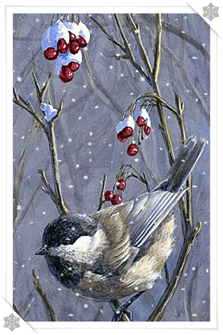картинка анімація зима сніг птахи