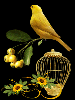 картинка анімація фрукти квіти птаха
