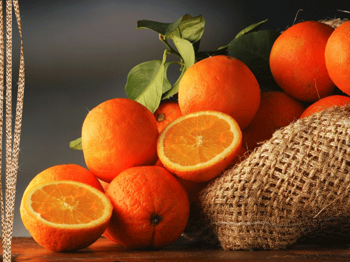 картинка анімація зимові фрукти апельсини