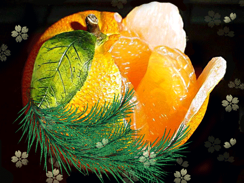 листівка анімація зимові фрукти мандарини