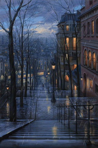картинка анімація зима дощ місто