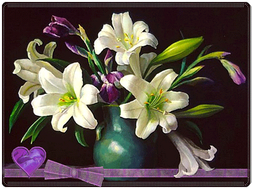 листівка анімація квіти лілеї білі