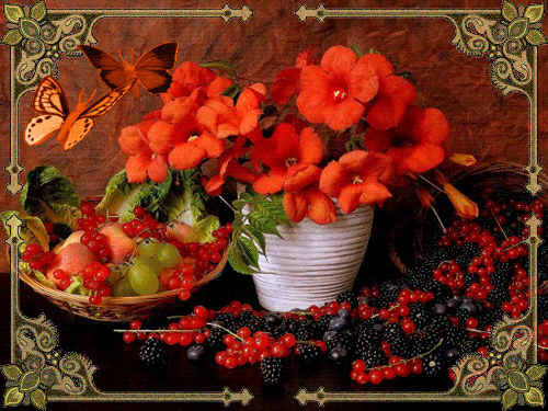 листівка анімація смачне літо квіти ягоди