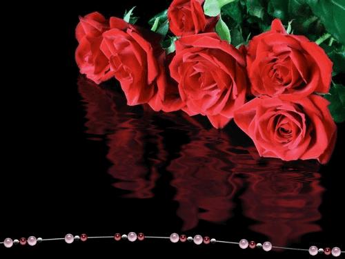листівка анімація квіти троянди червоні вода