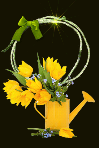 листівка анімація квіти тюльпани жовті