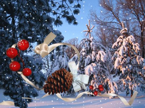 листівка анімація зима сніг ліс