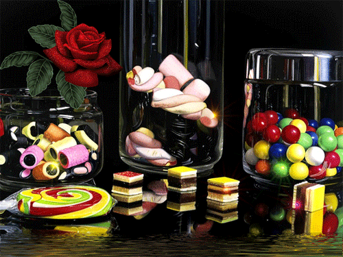 листівка анімація смачні вірші яскраві цукерки 