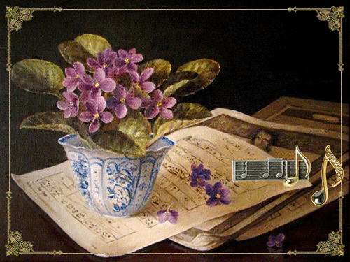 листівка анімація квіти сенполія узамбарська фіалка мелодія