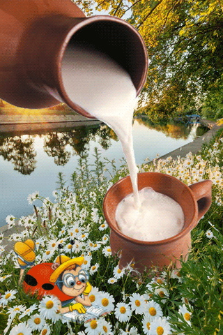 картинка анімація притча доброта склянка молока